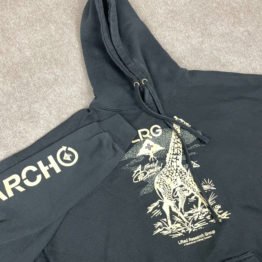 Mens L Hoodie Black Lifted Research Group Giraffe Pullover Kangaroo Pocket